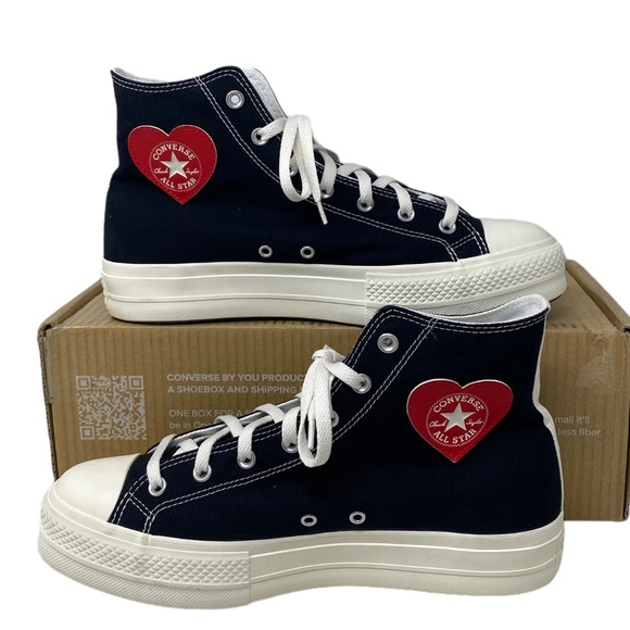 Converse Ctas Lift Platform Shoes Hi Canvas Black Red Men's Custom 171209C-WWBLR - Picture 2 of 9